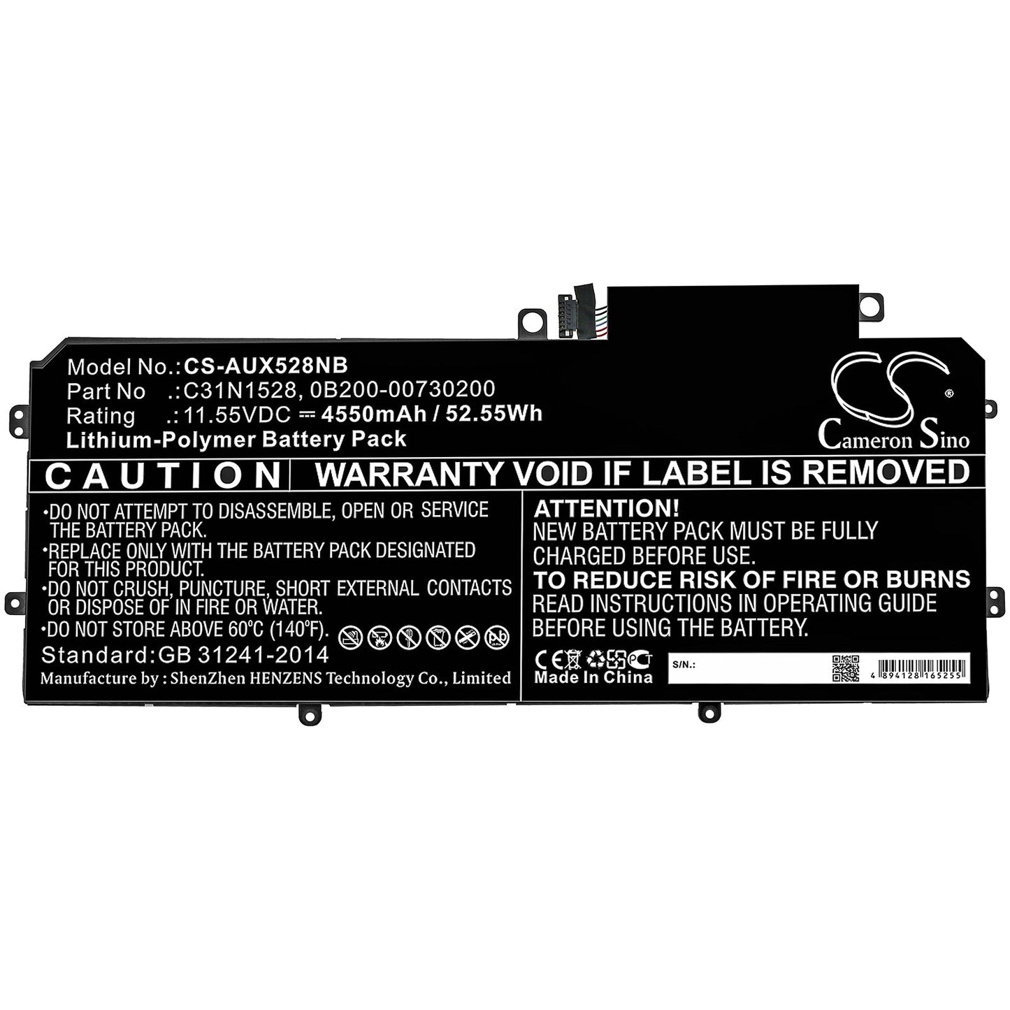 Replacement Battery for Asus Q324CA – Notebook, Laptop – 4550mAh / 52.55Wh / 11.55V