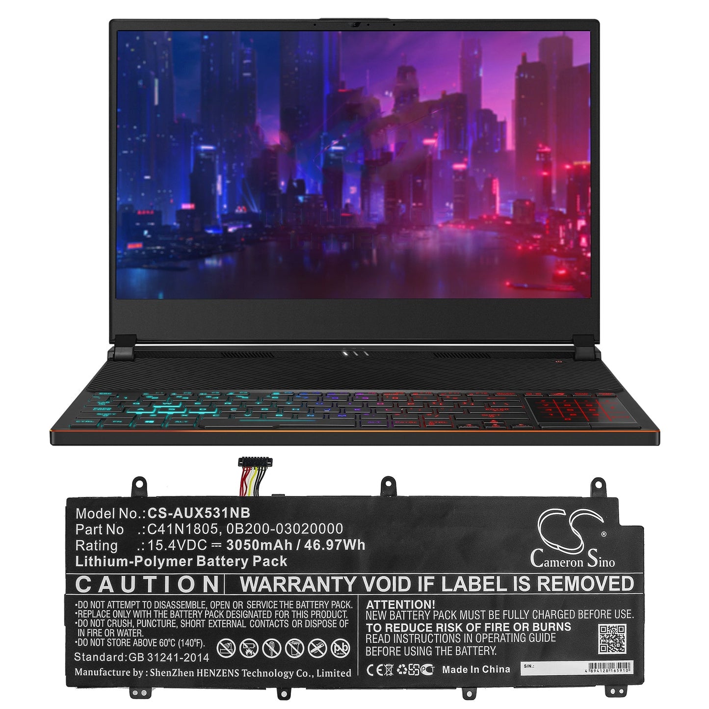 Replacement Battery for Asus GX531 – Notebook, Laptop – 3050mAh / 46.97Wh / 15.4V