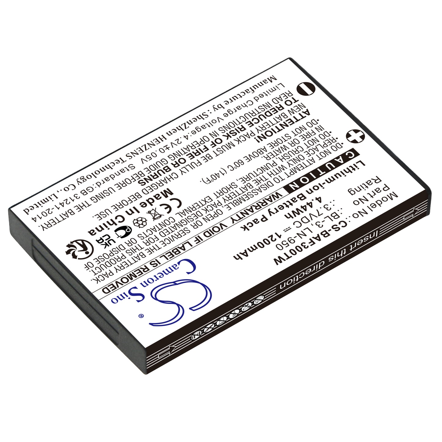 Replacement Battery for Baofeng BF-R5 BF-T6, C5, – 1200mAh / 4.44Wh