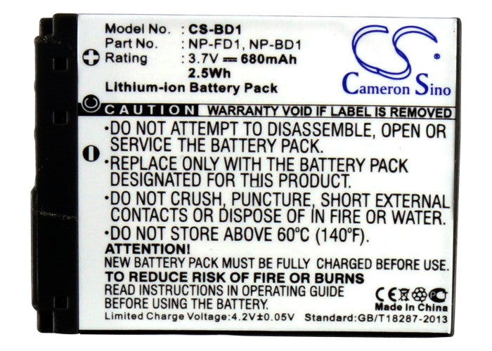 Replacement Battery for Sony Cyber-shot DSC-G3 – Camera – 680mAh / 3.7V
