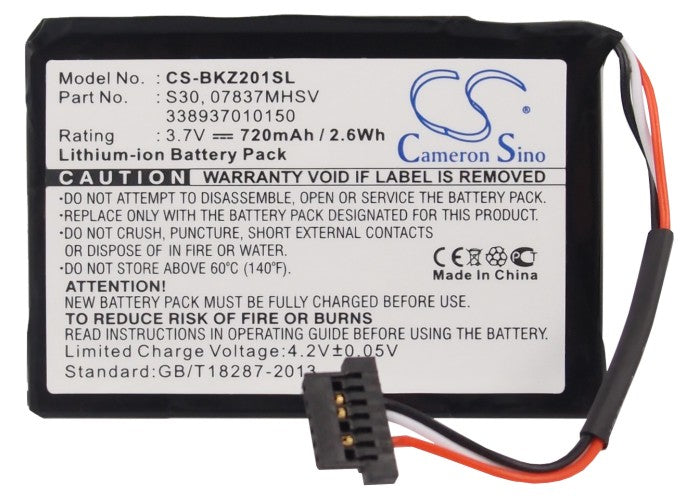 Replacement Battery for Becker Ready 50 – GPS, Navigator – 720mAh / 2.66Wh / 3.7V
