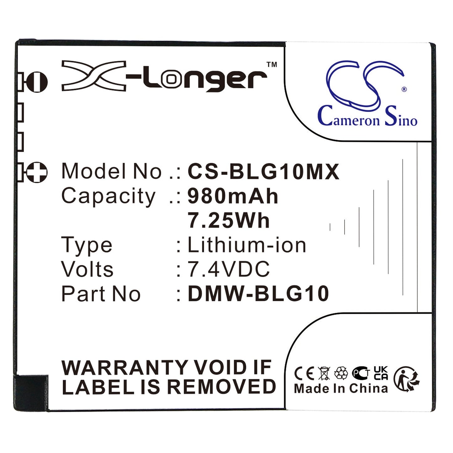 Replacement Battery for Leica D-Lux Type 109 – Camera – 980mAh / 7.25Wh / 7.4V