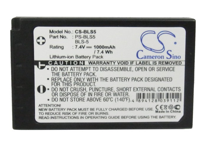 Replacement Battery for Olympus E-PC2 – Camera – 1000mAh / 7.40Wh / 7.4V