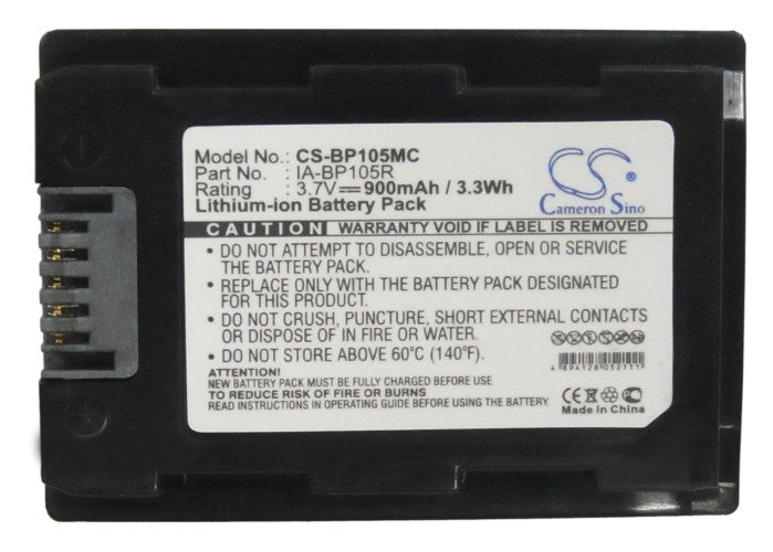 Replacement Battery for Samsung HMX-F50BN – Camera – 900mAh / 3.33Wh / 3.7V