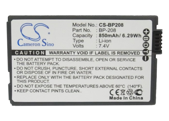 Replacement Battery for Canon DC10 – Camera – 850mAh / 7.4V