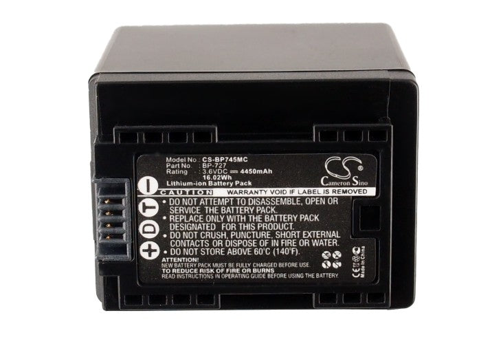 Replacement Battery for Canon IXIA HF R306 – Camera – 4450mAh / 16.02Wh / 3.6V