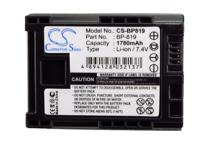 Replacement Battery for Canon FS10 Flash Memory Camcorder – Camera – 1780mAh / 13.17Wh / 7.4V