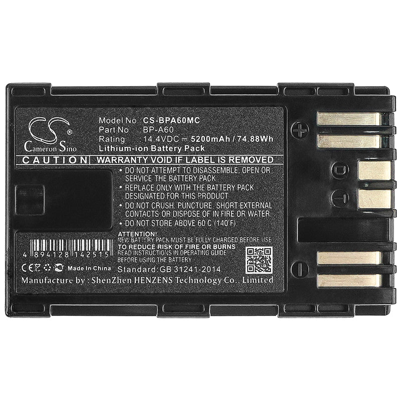 Replacement Battery for Canon CA-CP200L – Camera – 5200mAh / 74.88Wh / 14.4V