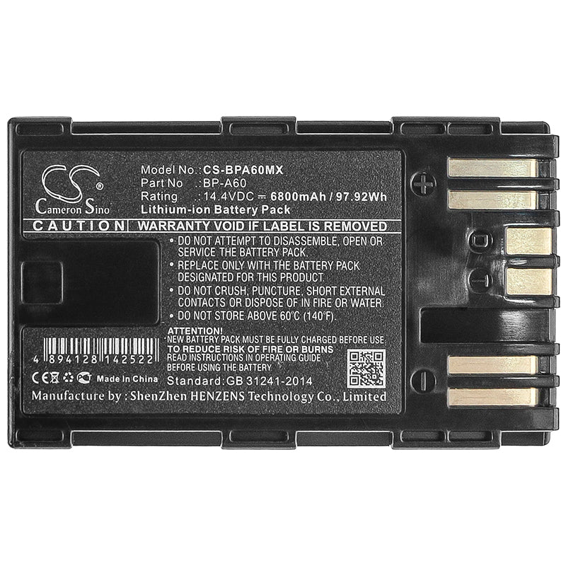 Replacement Battery for Canon CA-CP200L – Camera – 6800mAh / 97.92Wh / 14.4V