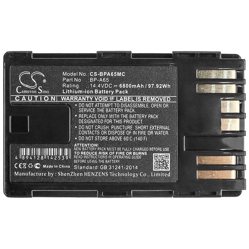 Replacement Battery for Canon CA-CP200L – Camera – 6800mAh / 97.92Wh / 14.4V
