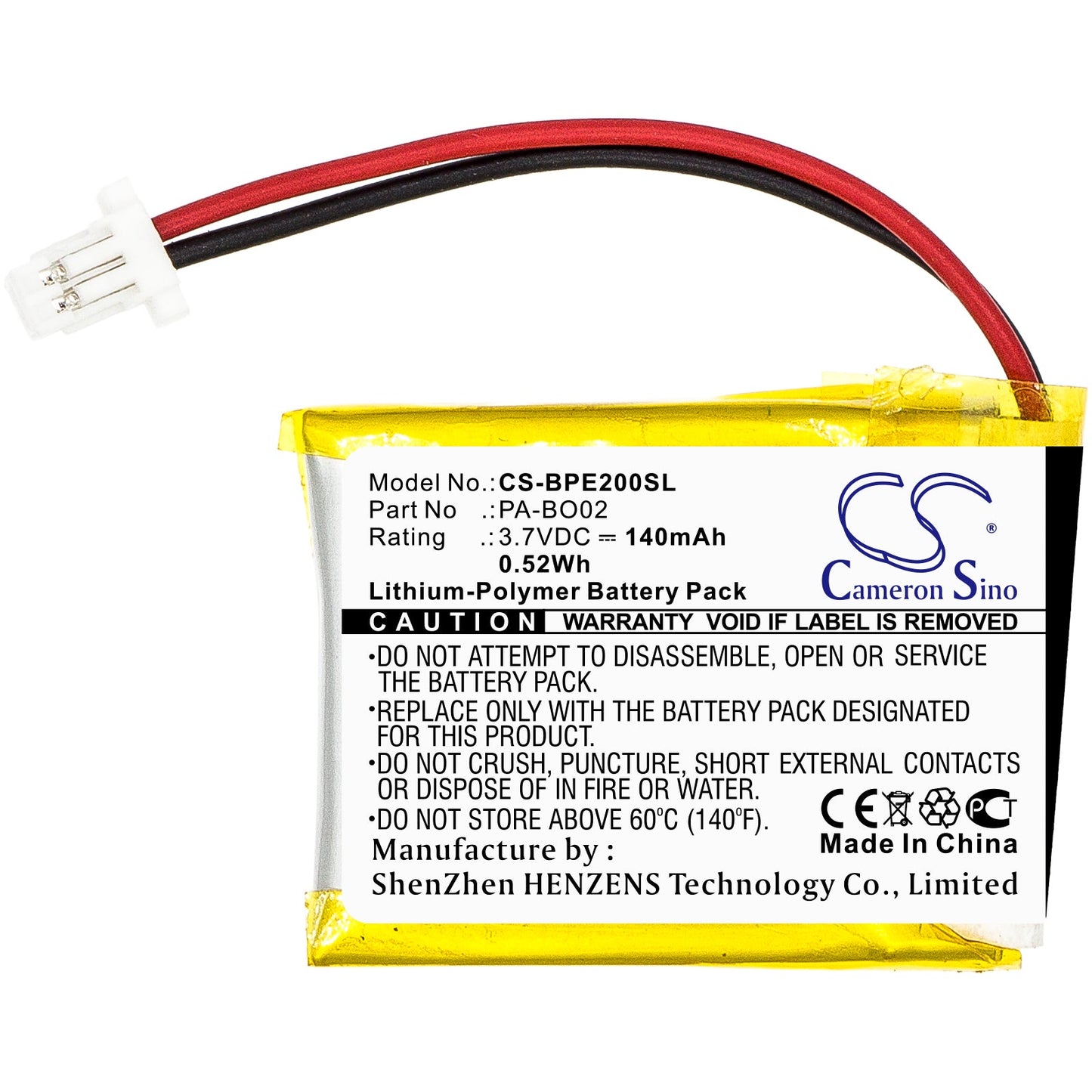 Replacement Battery for Bang & Olufsen EarSet 2 – Wireless Headset – 140mAh / 0.52Wh / 3.7V