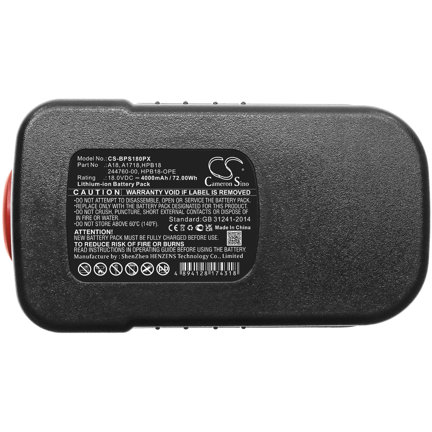 Replacement Battery for Black & Decker BD18PSK – Power Tools – 4000mAh / 72.00Wh / 18.0V