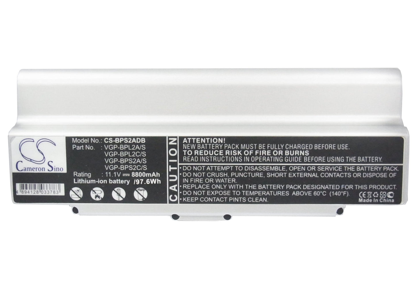 Replacement Battery for Sony VAIO VGN-C140G/B – Notebook, Laptop – 8800mAh / 11.1V