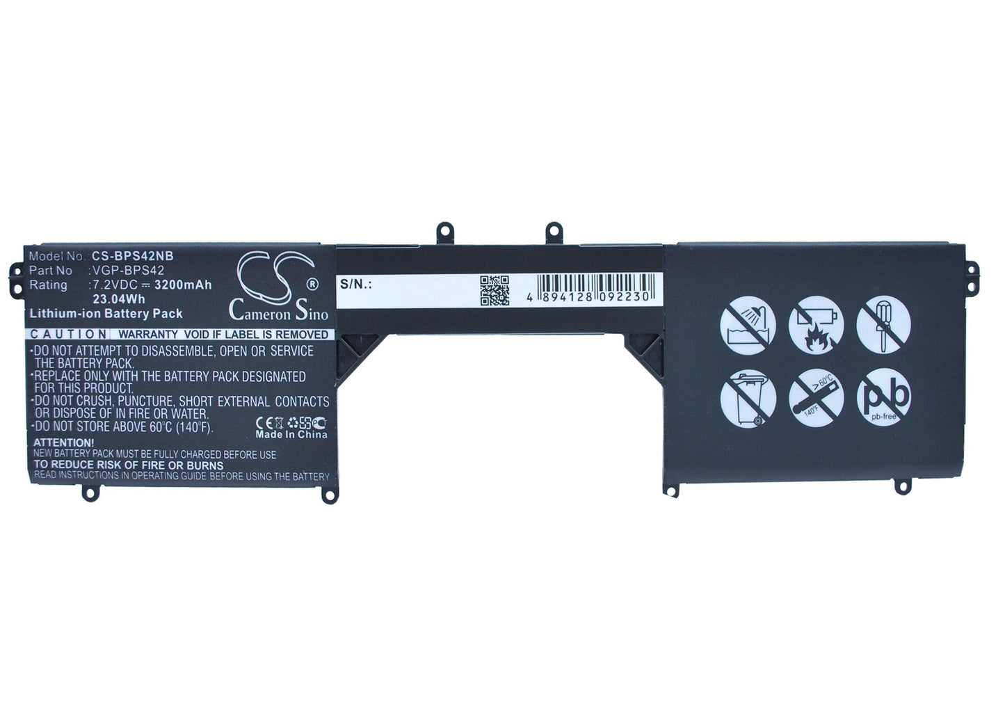 Replacement Battery for Sony SVF11N14SCP – Notebook, Laptop – 3200mAh / 23.04Wh / 7.20V