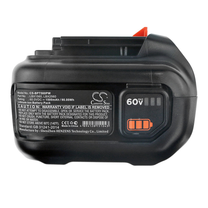 Replacement Battery for Black & Decker 60V MAX Blower 60V MAX POWERSWAP 20 Cordless , 60V MAX trimmer, – 1500mAh / 90.00Wh