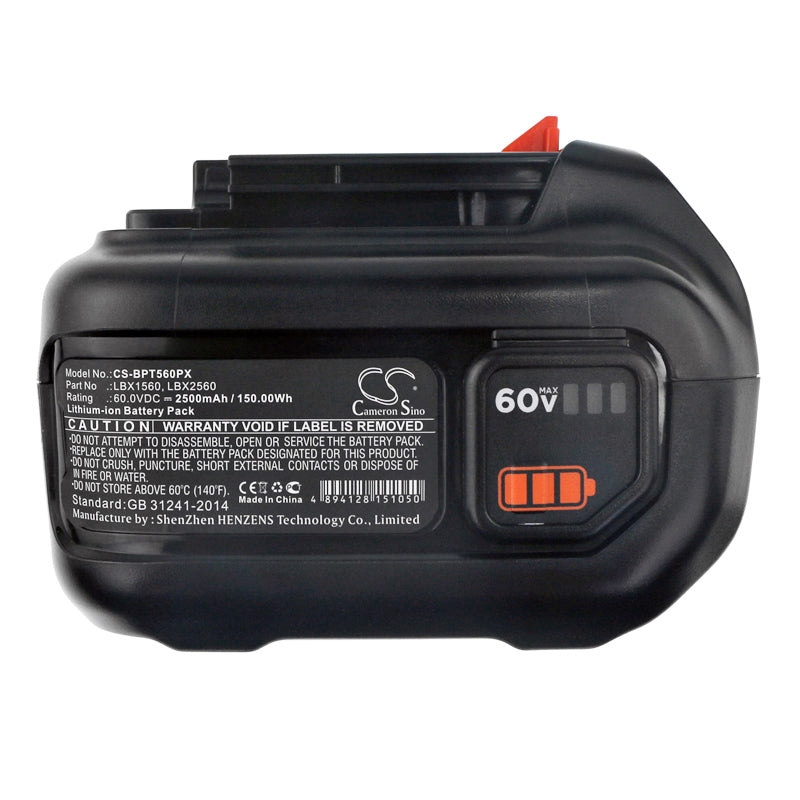 Replacement Battery for Black & Decker 60V MAX Blower 60V MAX POWERSWAP 20 Cordless , 60V MAX trimmer, – 2500mAh / 150.00Wh