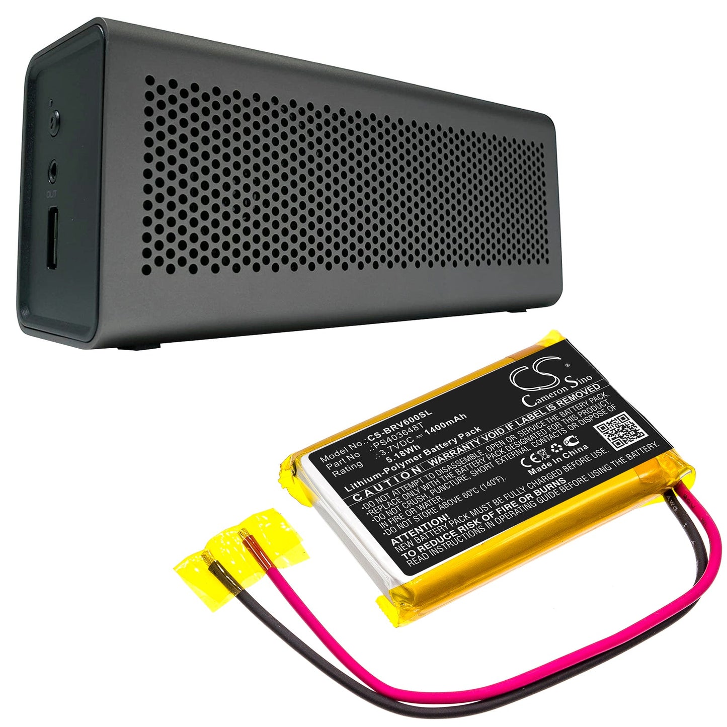 Replacement Battery for Braven Braven 600 – Speaker – 1400mAh / 5.18Wh / 3.7V
