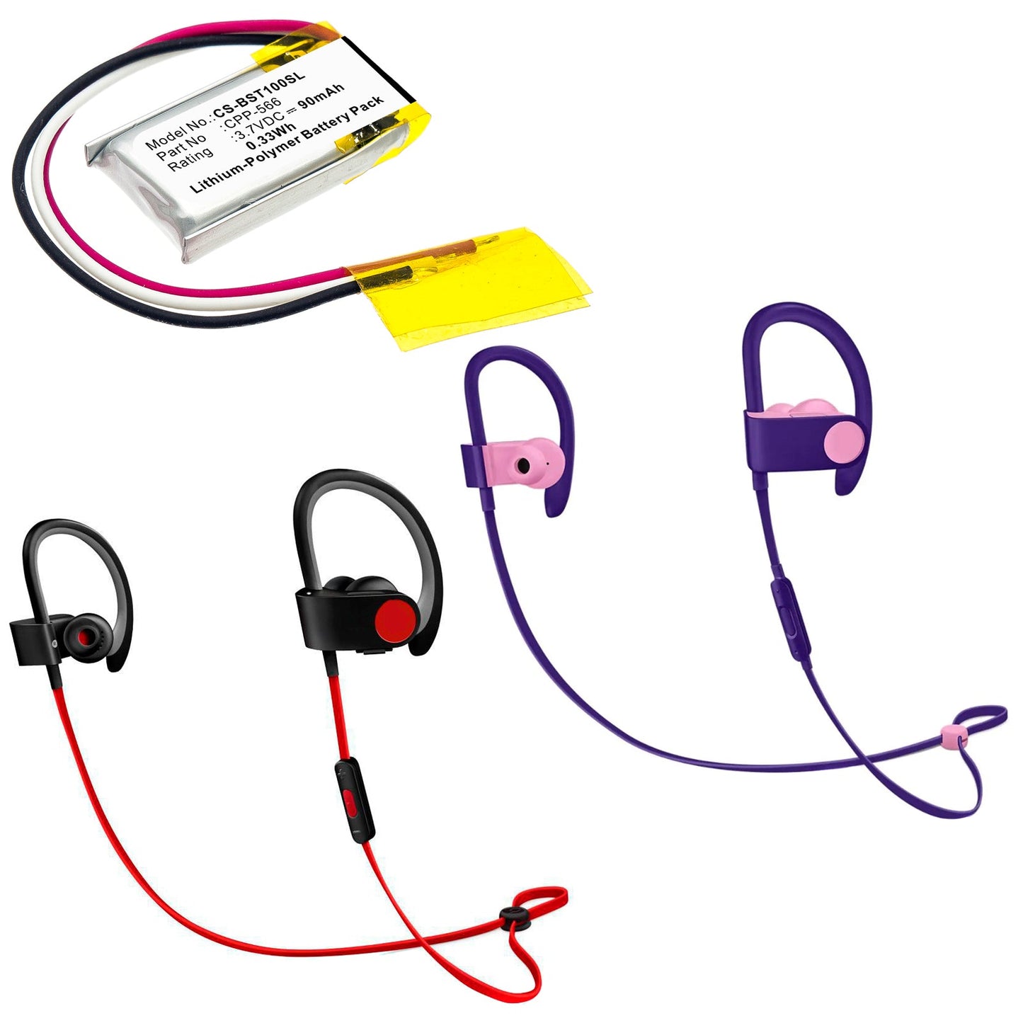 Replacement Battery for Beats PB1 – Wireless Headset – 90mAh / 0.33Wh / 3.7V