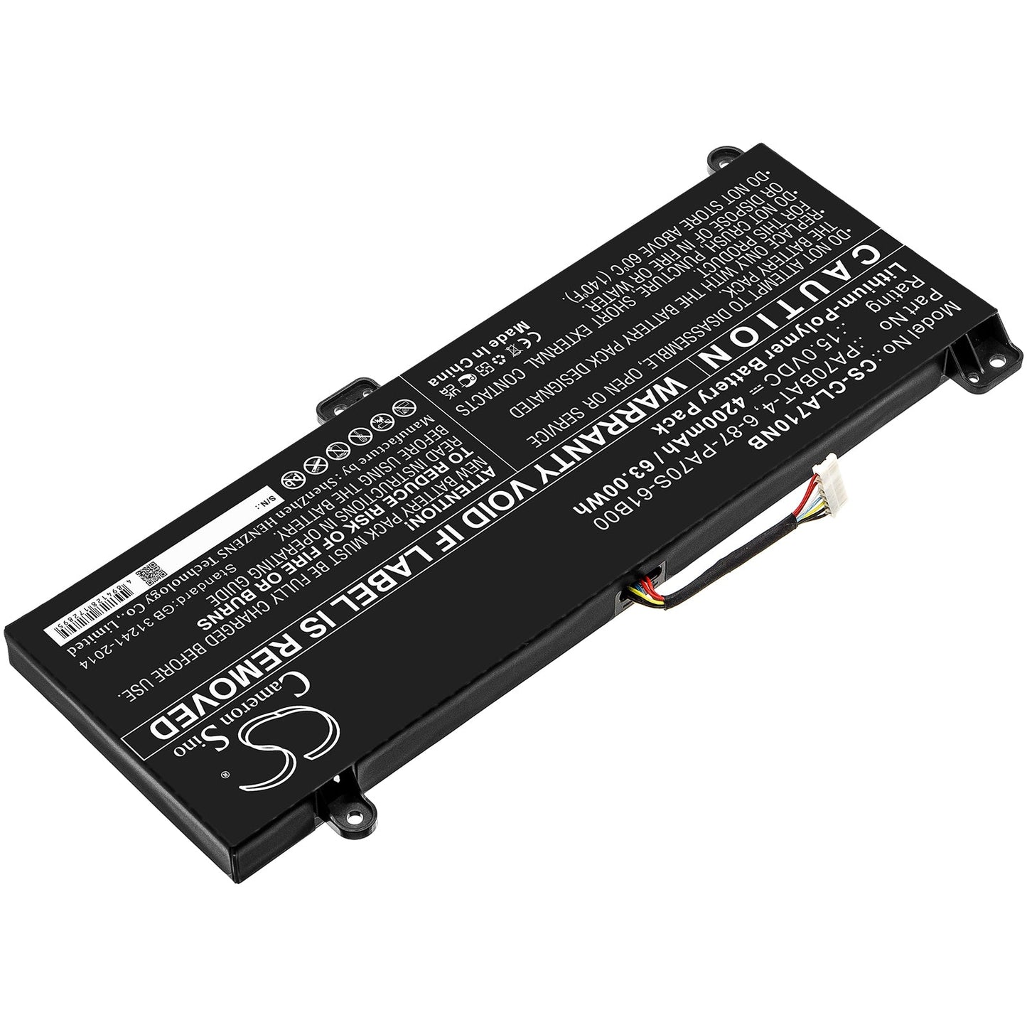 Replacement Battery for Wooking S17 Pro-8U – Notebook, Laptop – 4200mAh / 63.00Wh / 15.0V