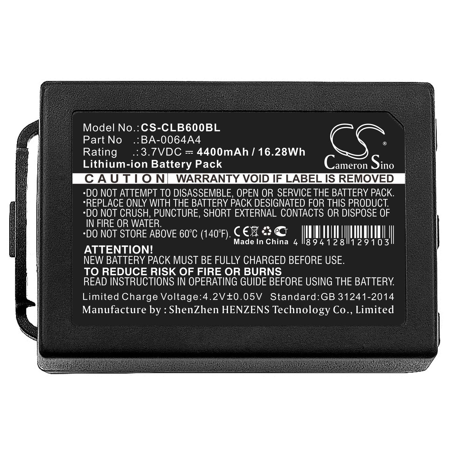 Replacement Battery for CipherLAB CP60 – Barcode Scanner – 4400mAh / 16.28Wh / 3.7V