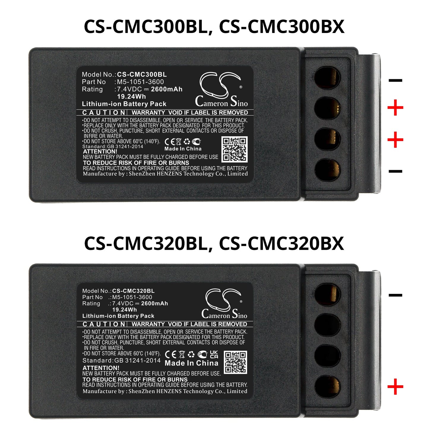 Replacement Battery for Cavotec M9-1051-3600 EX – Crane Remote Control – 2600mAh / 19.24Wh / 7.4V