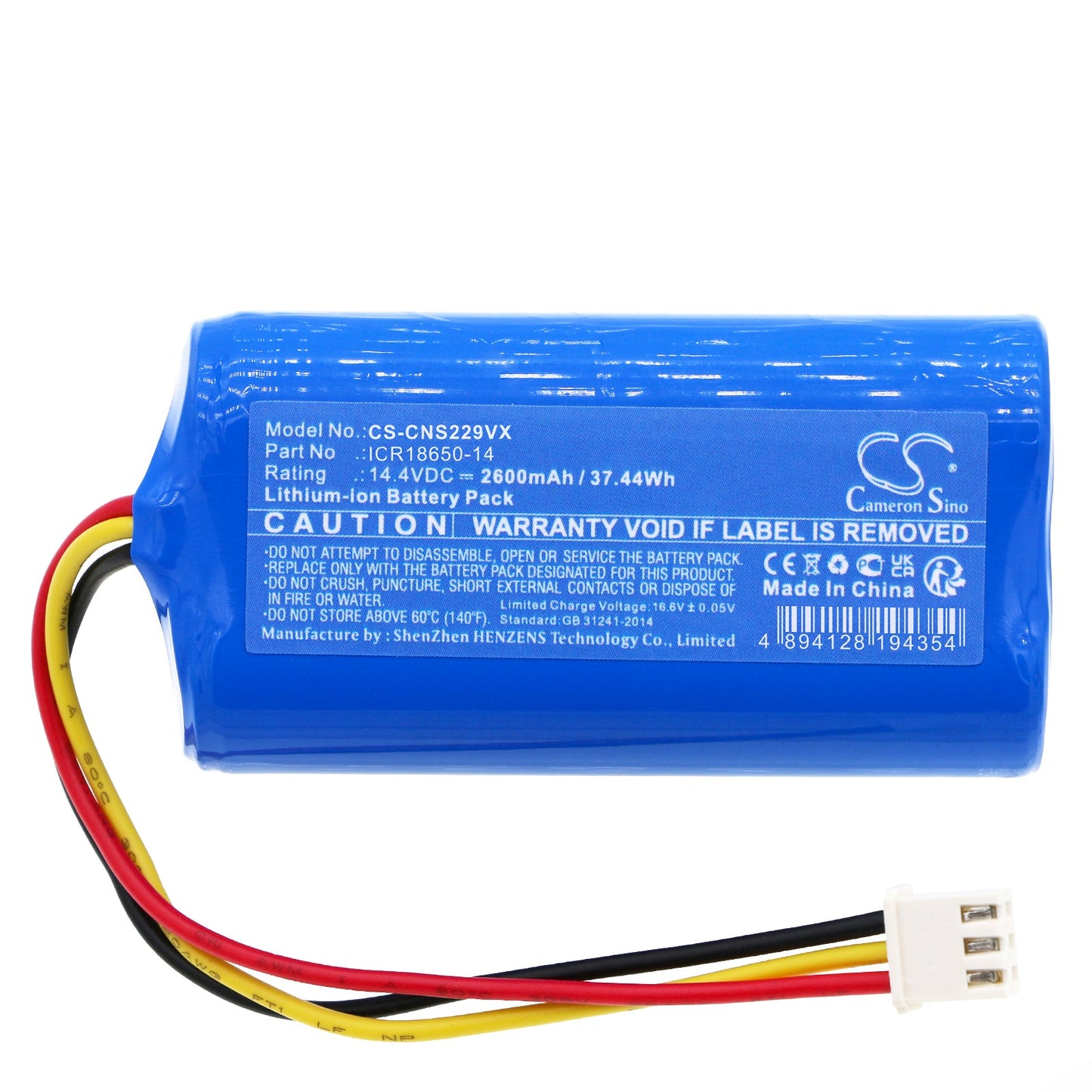 Replacement Battery for Ikohs Create Netbot S18 – Vacuum – 2600mAh / 37.44Wh / 14.4V