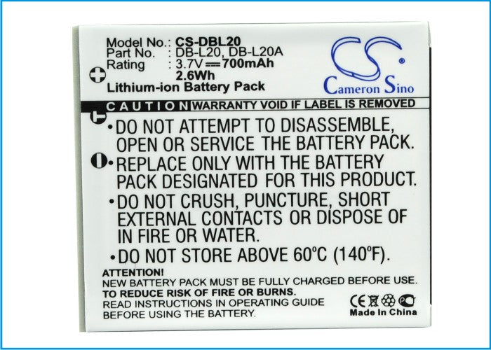 Replacement Battery for Sanyo Xacti DMX-C1 – Camera – 700mAh / 2.59Wh / 3.7V