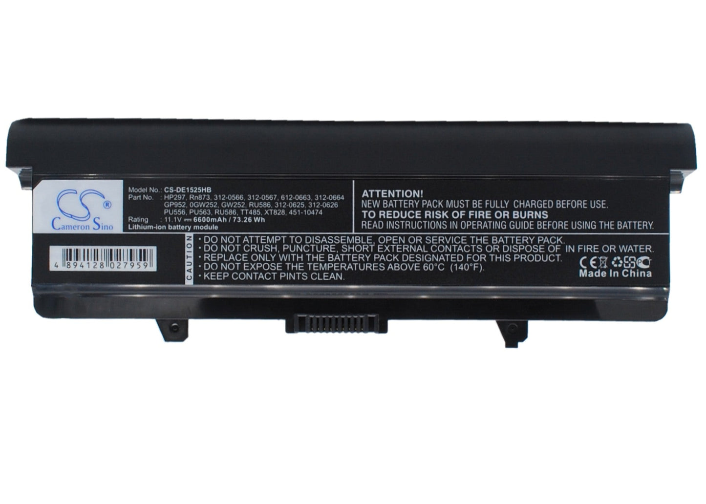 Replacement Battery for DELL  Inspiron 1525 – Notebook, Laptop – 6600mAh / 11.1V