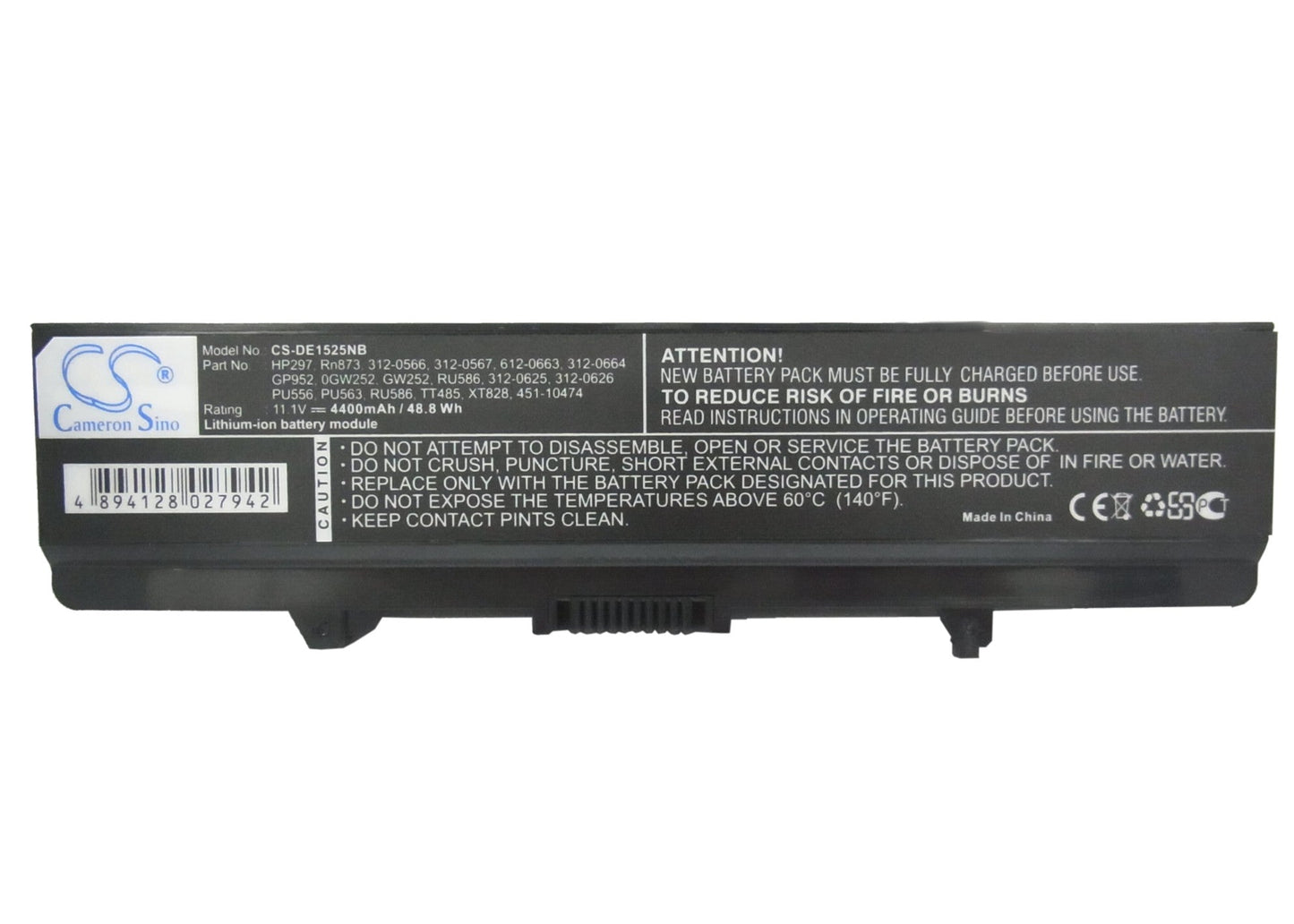 Replacement Battery for DELL  Inspiron 1525 – Notebook, Laptop – 4400mAh / 11.1V