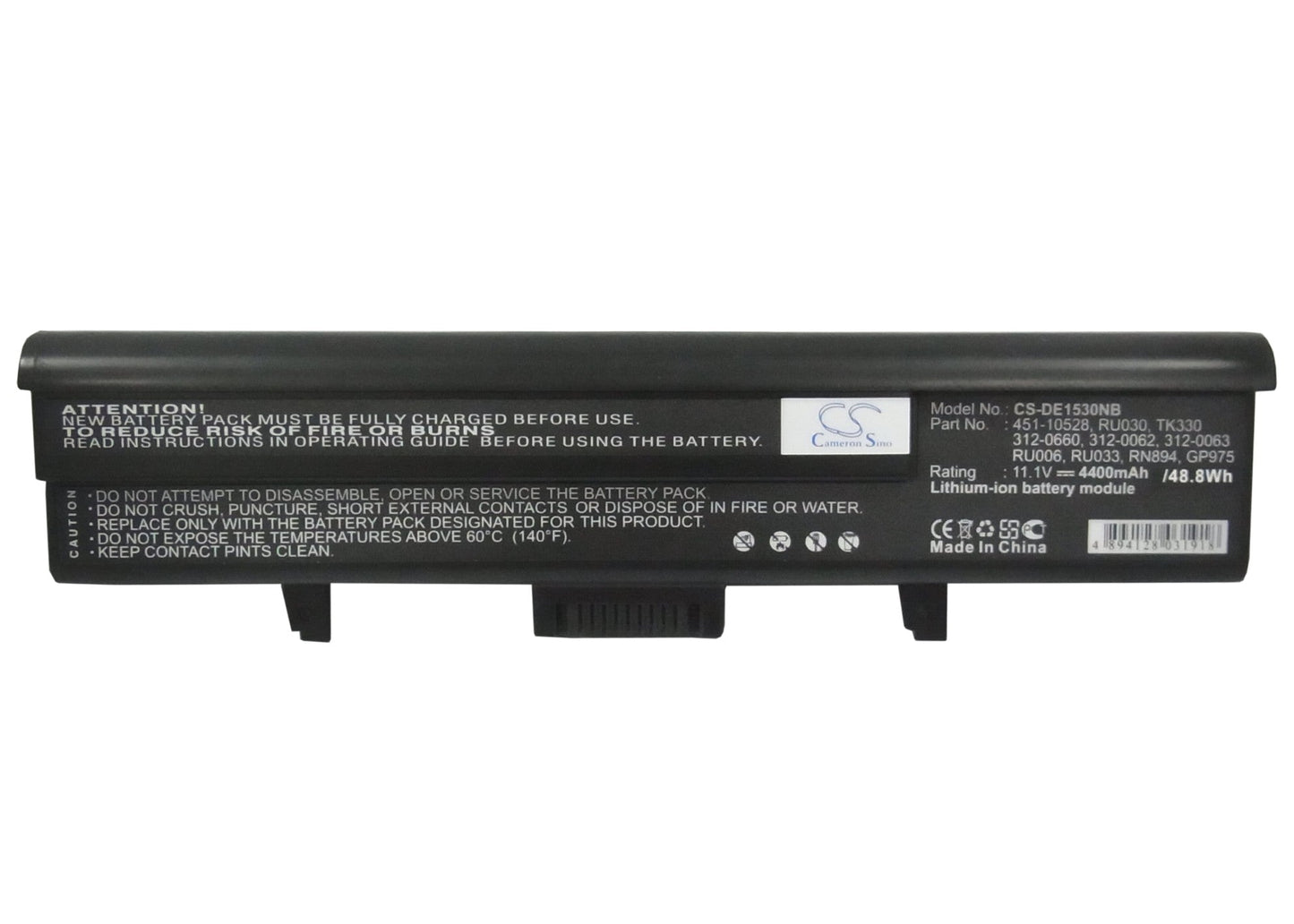 Replacement Battery for DELL  XPS M1500 – Notebook, Laptop – 4400mAh/48.84Wh / 11.1V