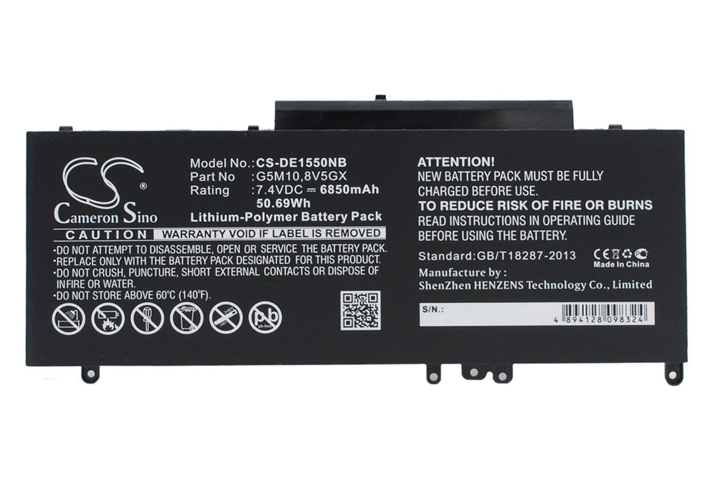 Replacement Battery for DELL Latitude 14 5000 – Notebook, Laptop – 6850mAh / 50.69Wh / 7.4V