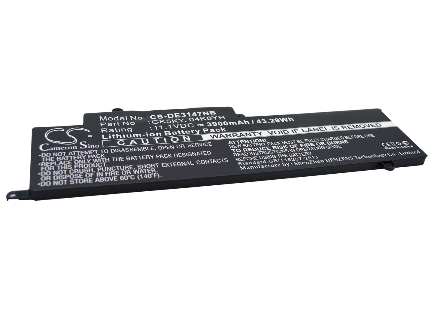 Replacement Battery for DELL  INS13WD-3308T – Notebook, Laptop – 3900mAh / 43.29Wh / 11.1V