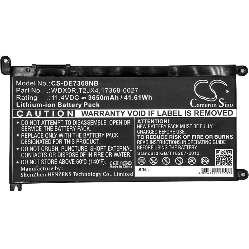 Replacement Battery for DELL  14(i5-7200U/4G/128G 500G) – Notebook, Laptop – 3650mAh / 41.61Wh / 11.4V