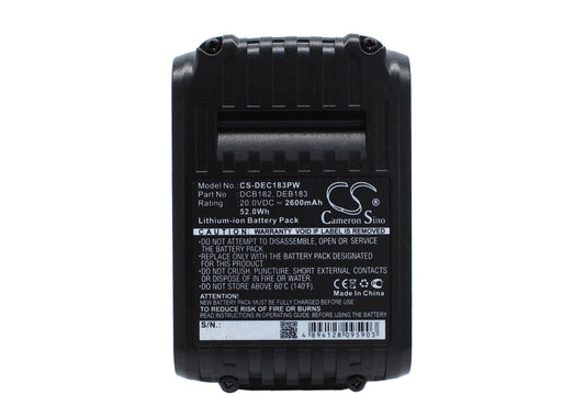 Replacement Battery for DeWalt  120V MAX – Power Tools – 2600mAh / 52.00Wh / 20.0V