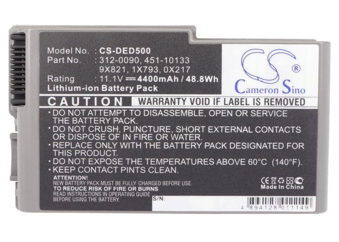 Replacement Battery for DELL  Inspiron 500m – Notebook, Laptop – 4400mAh / 48.84Wh / 11.1V