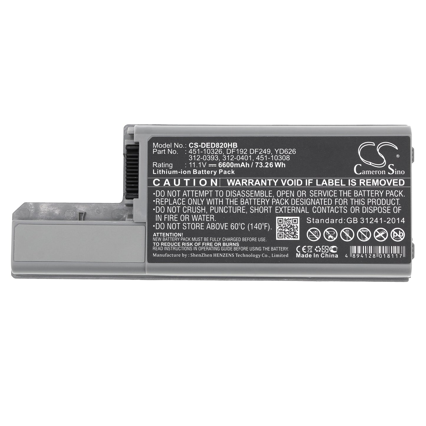 Replacement Battery for DELL Latitude D531 – Notebook, Laptop – 6600mAh / 11.1V