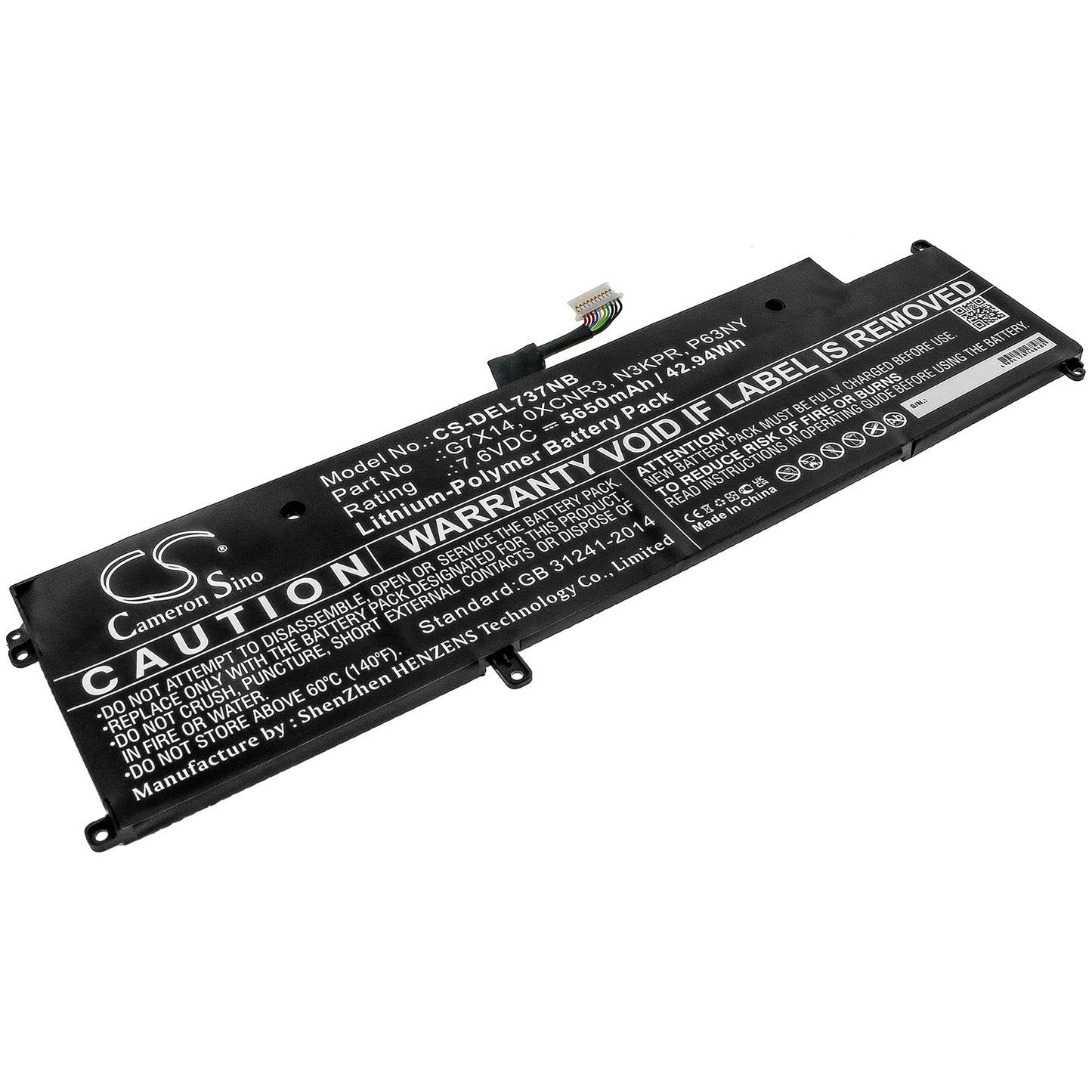 Replacement Battery for DELL Latitude 13 7370 – Notebook, Laptop – 5650mAh / 42.94Wh / 7.6V