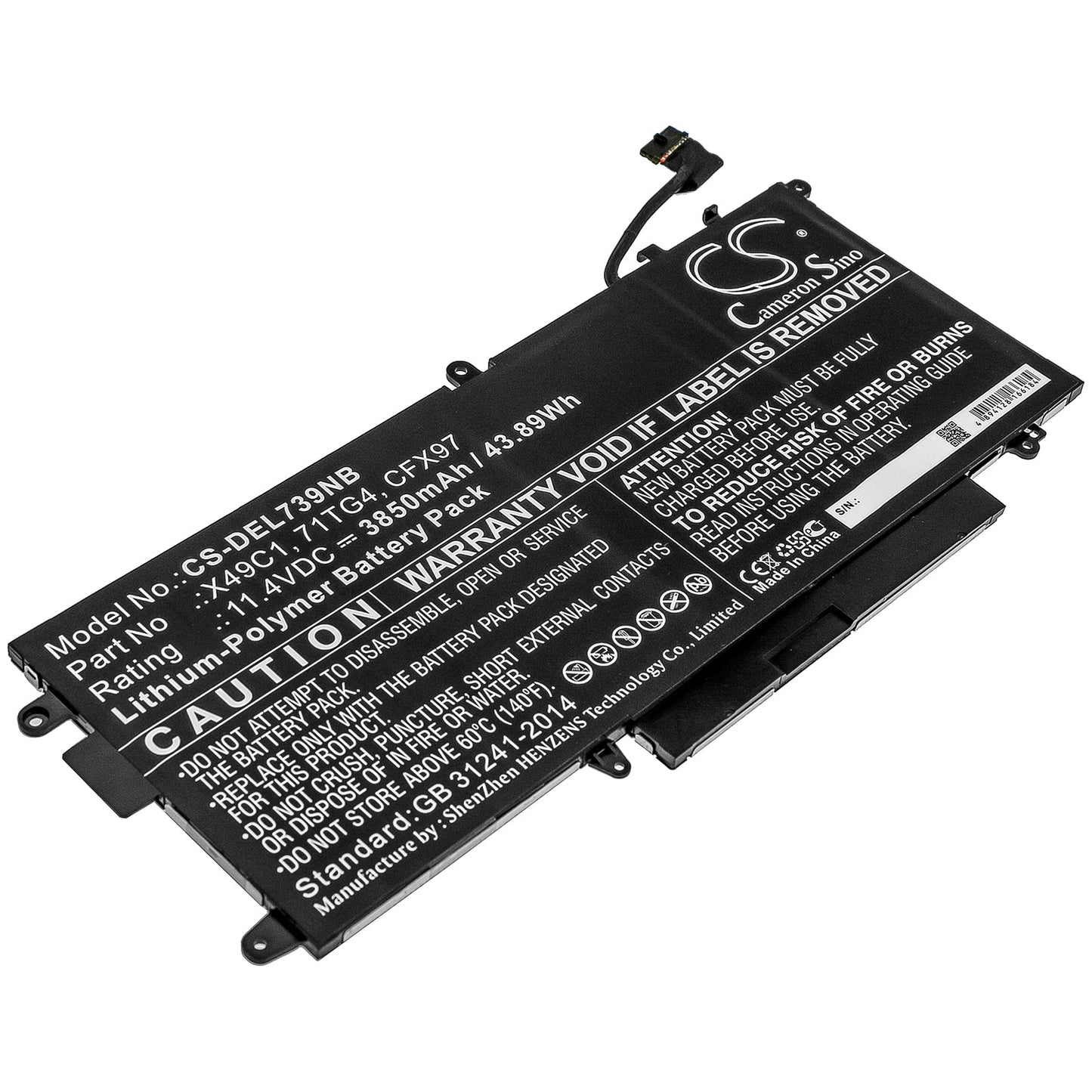 Replacement Battery for DELL Latitude 5289 2-in-1 – Notebook, Laptop – 3850mAh / 43.89Wh / 11.4V