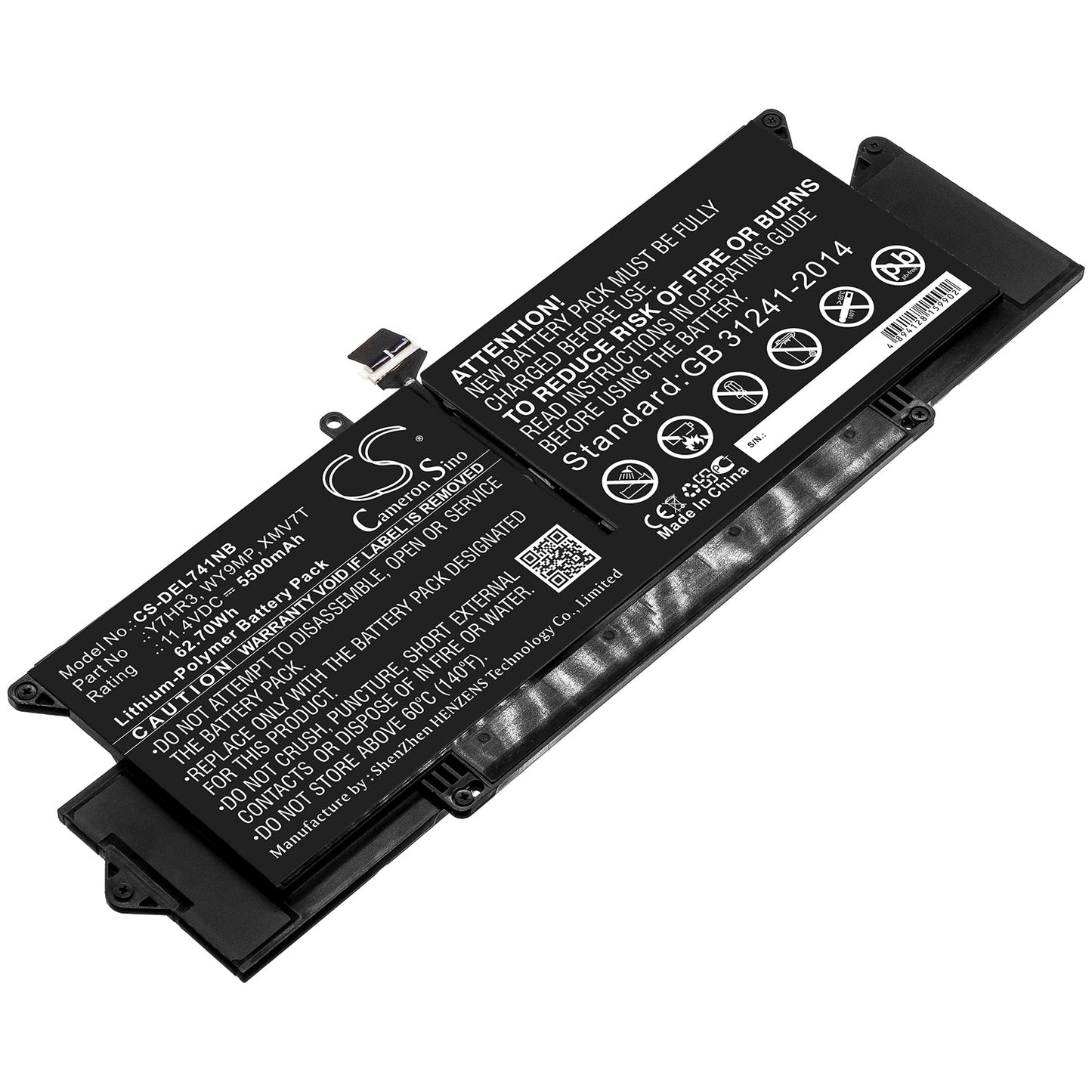 Replacement Battery for DELL Latitude 7410 – Notebook, Laptop – 5500mAh / 62.70Wh / 11.4V