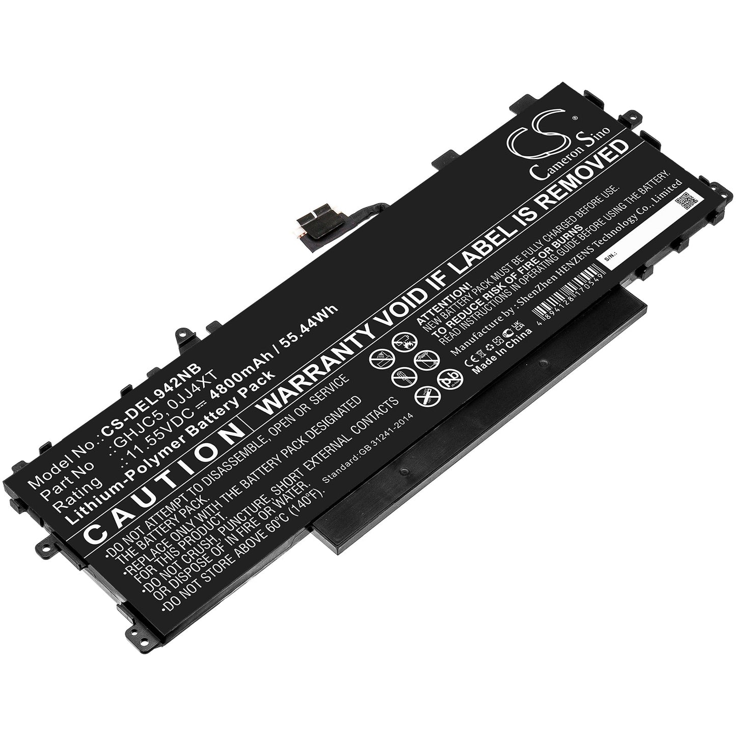 Replacement Battery for DELL Latitude 9420 2-in-1 – Notebook, Laptop – 4800mAh / 55.44Wh / 11.55V