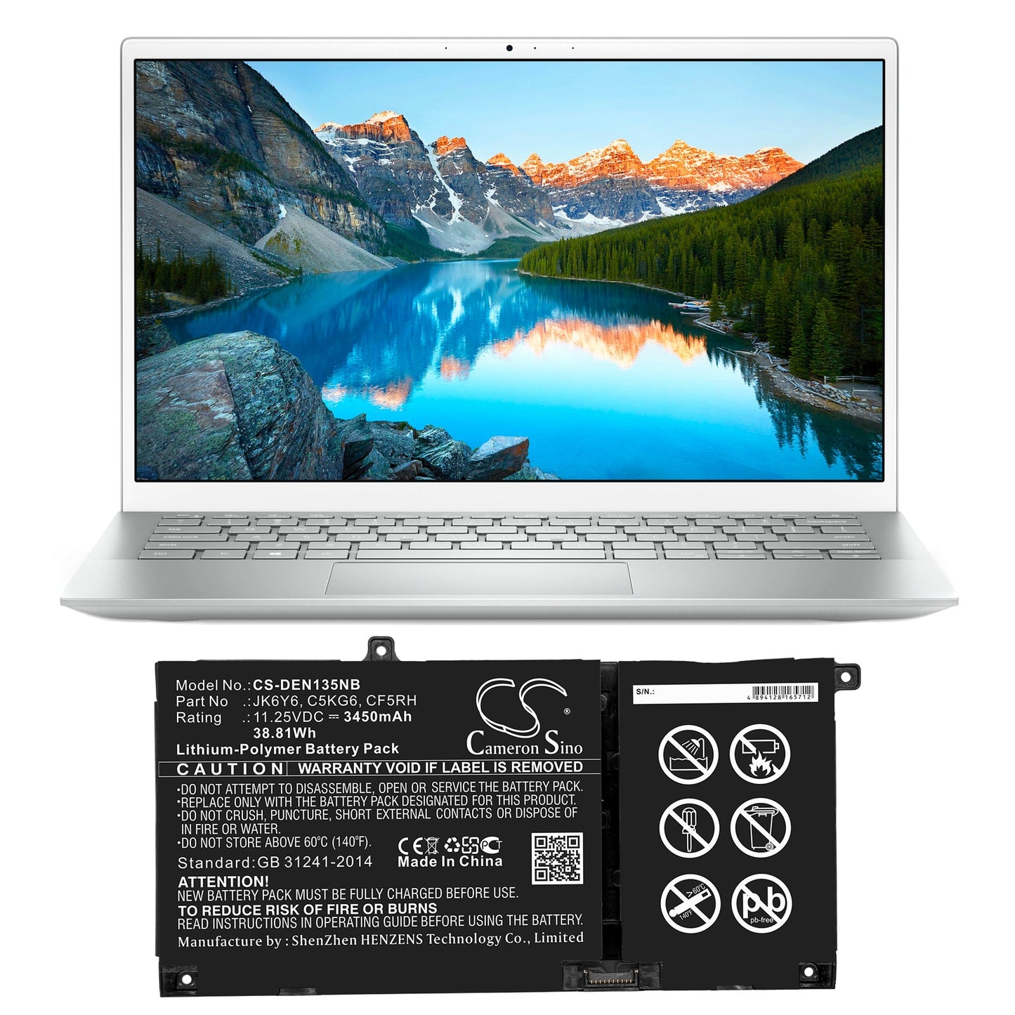 Replacement Battery for DELL  Inspiron 13 5301 – Notebook, Laptop – 3450mAh / 38.81Wh / 11.25V