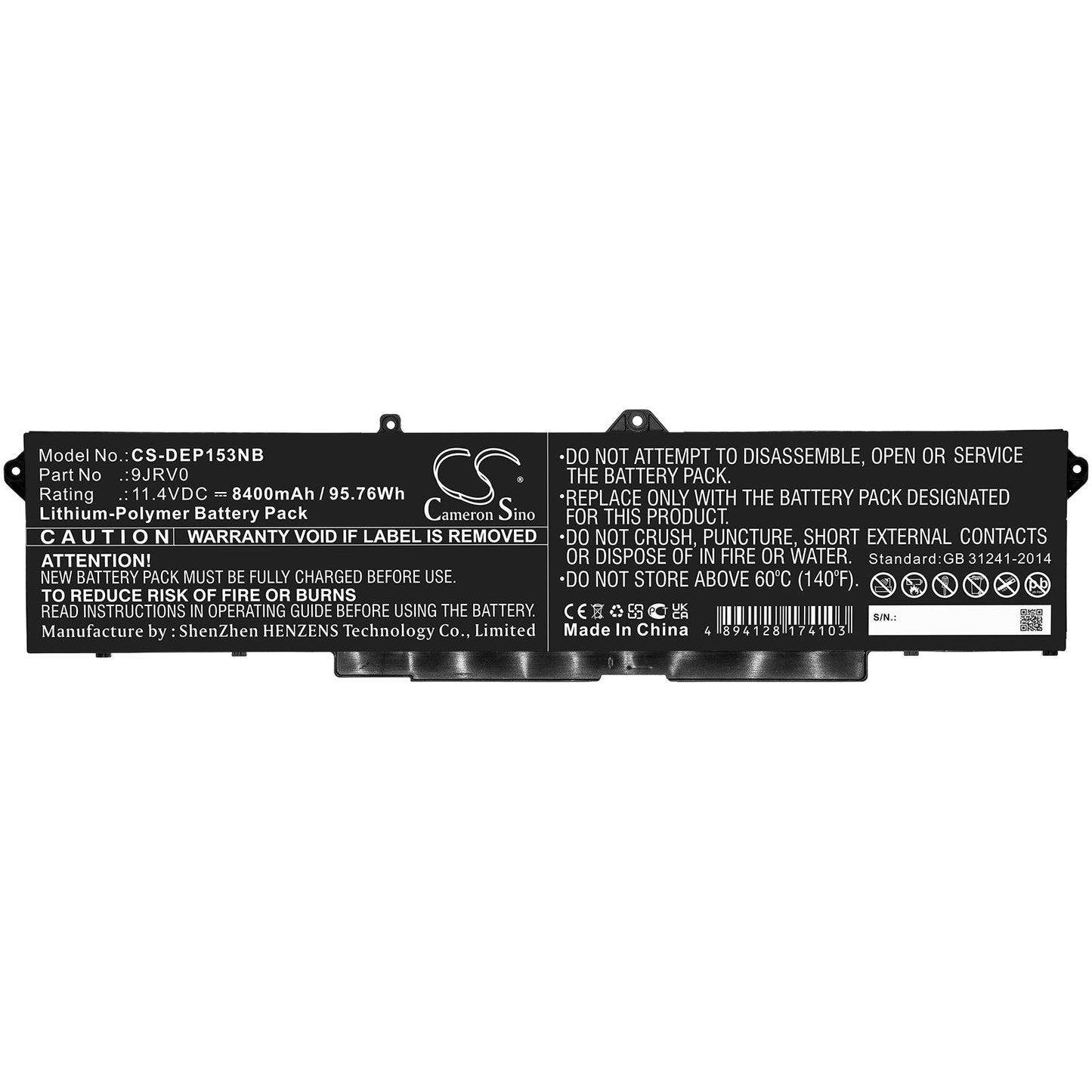 Replacement Battery for DELL Precision 15 3561 – Notebook, Laptop – 8400mAh / 95.76Wh / 11.4V