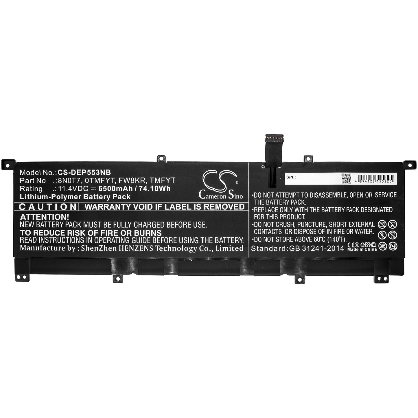 Replacement Battery for DELL Precision 5530 2-in-1 – Notebook, Laptop – 6500mAh / 74.10Wh / 11.4V