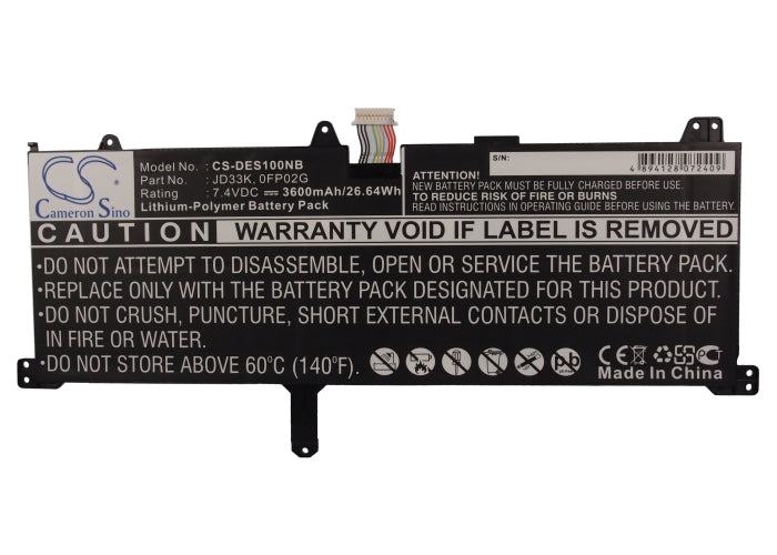 Replacement Battery for DELL  XPS 10 – Notebook, Laptop – 3600mAh / 26.64Wh / 7.4V