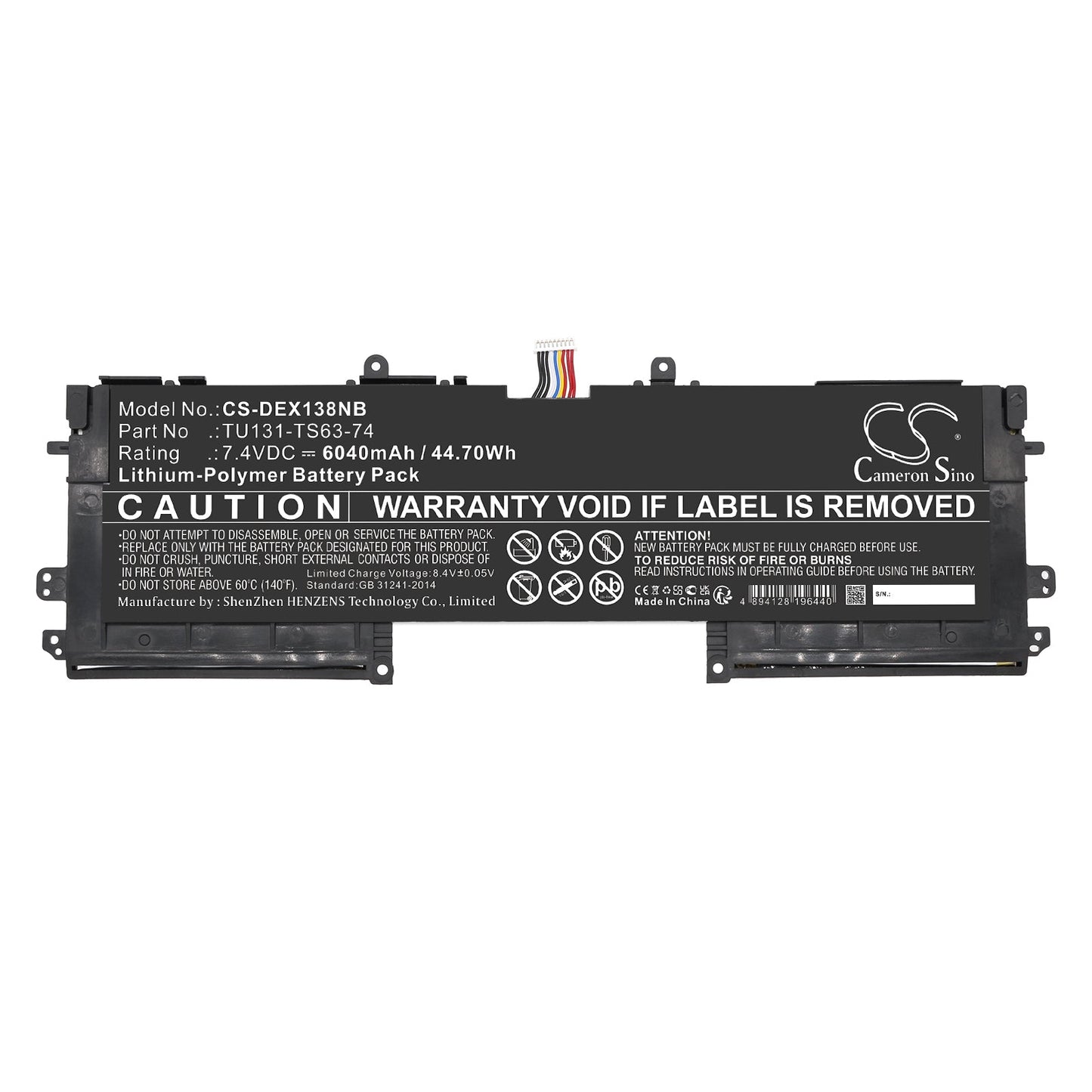 Replacement Battery for DELL Schenker S306 – Notebook, Laptop – 6040mAh / 44.70Wh / 7.4V