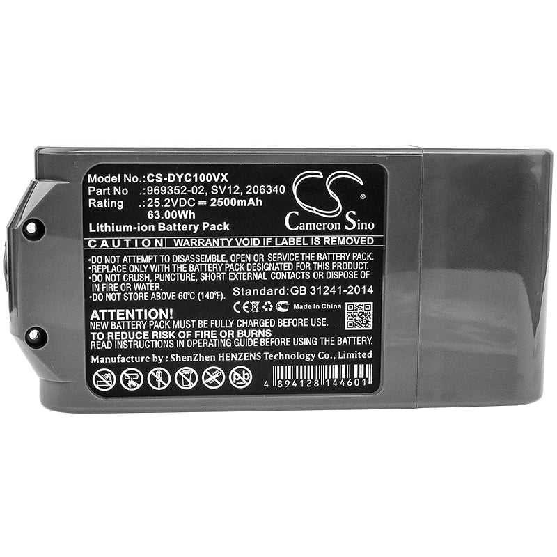 Replacement Battery for Dyson Cyclone V10 – Vacuum – 2500mAh / 63.00Wh / 25.2V