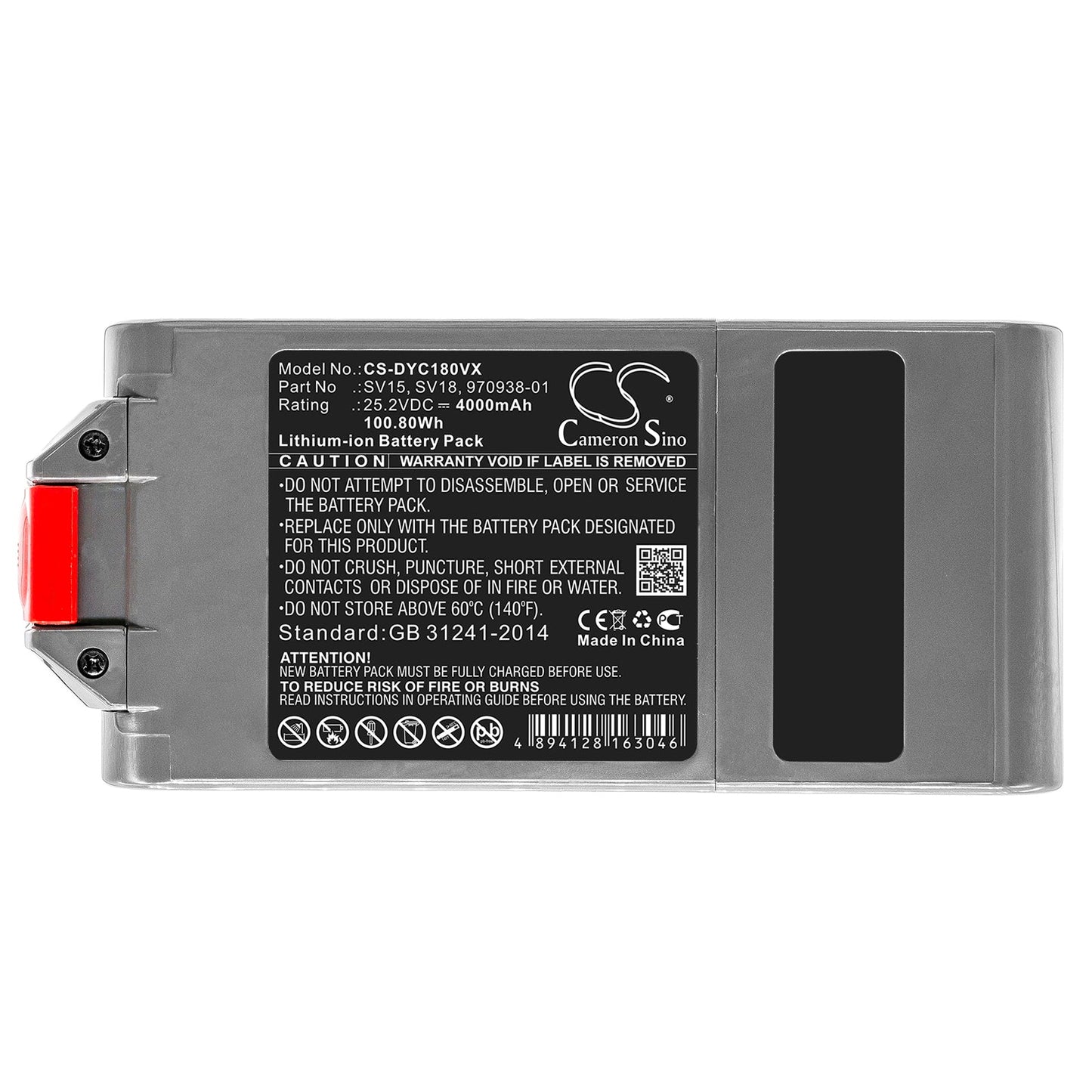Replacement Battery for Dyson V11 – Vacuum – 4000mAh / 100.8Wh / 25.2V