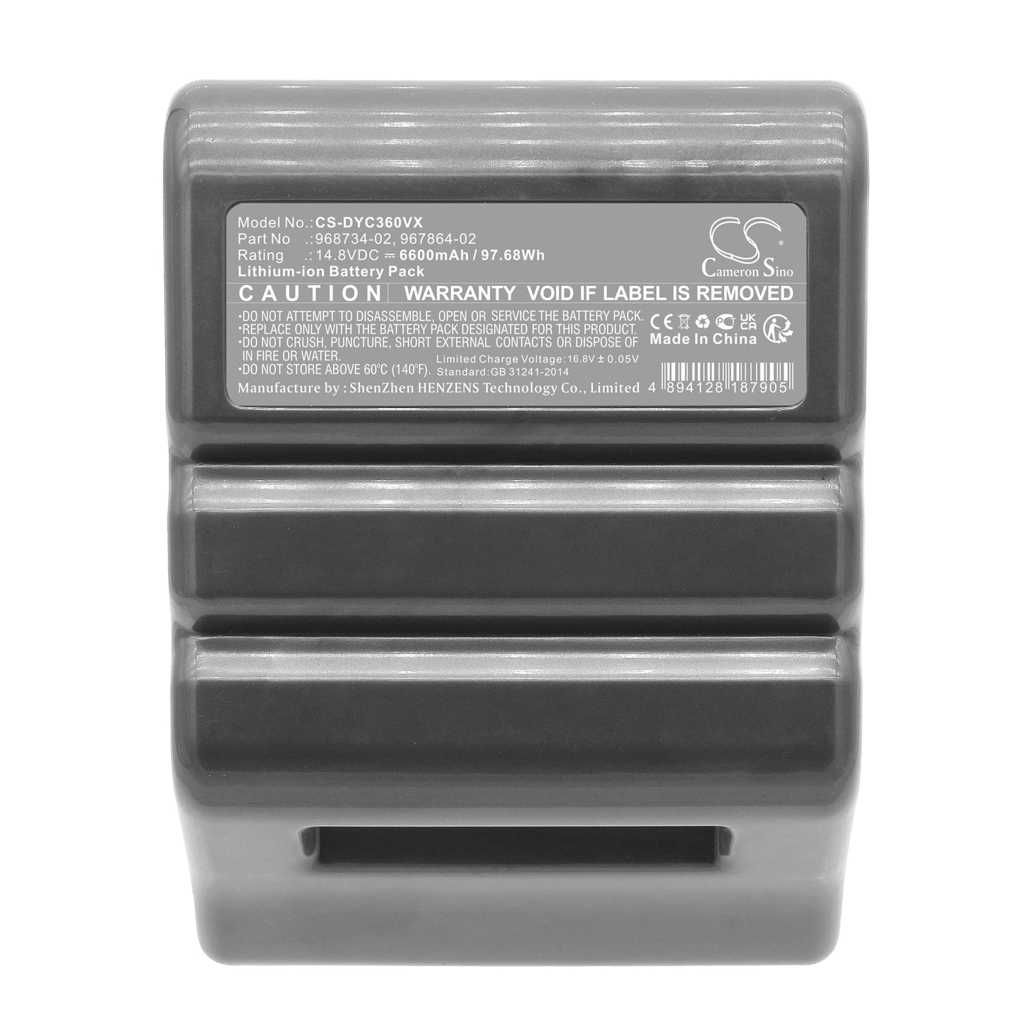 Replacement Battery for Dyson 360 Eye Robot, 360eye, RB01, – 6600mAh / 97.68Wh