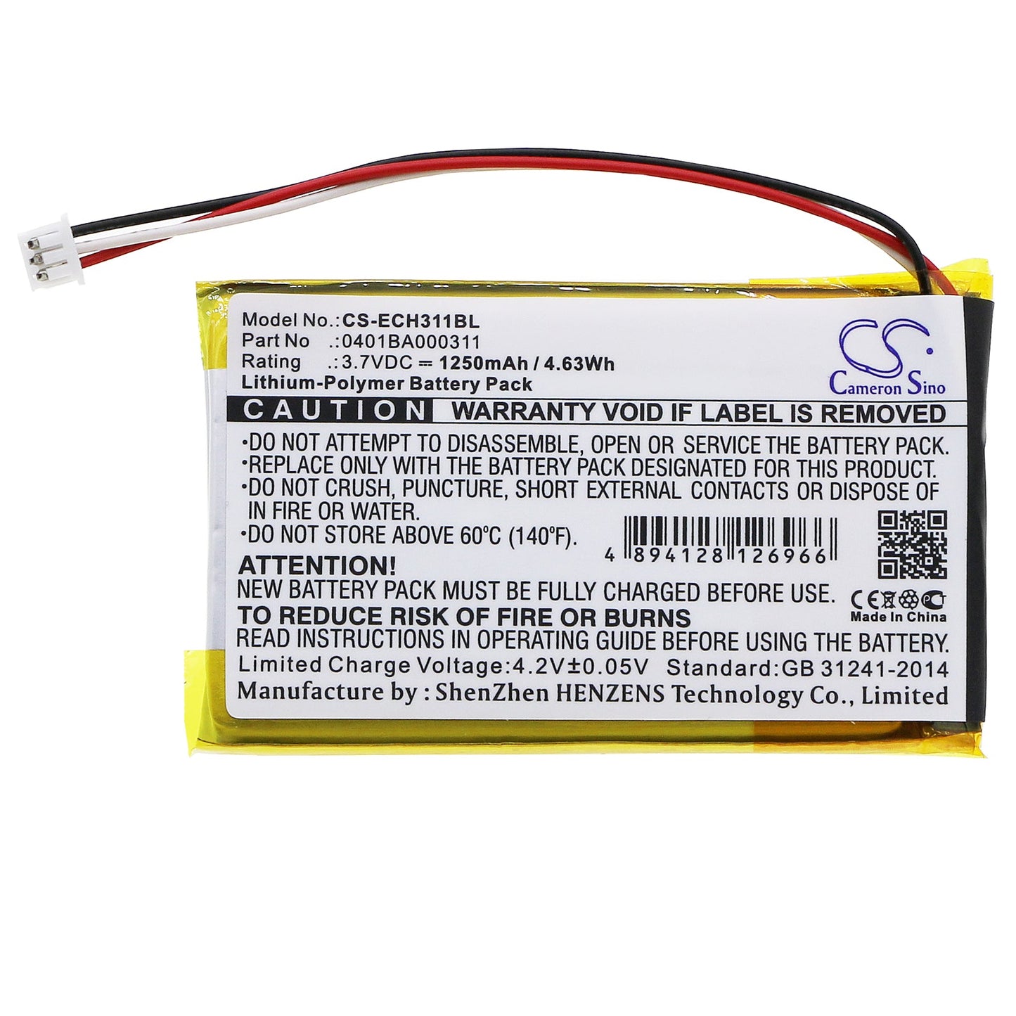 Replacement Battery for ELCA Alpi – Crane Remote Control – 1250mAh / 4.63Wh / 3.7V