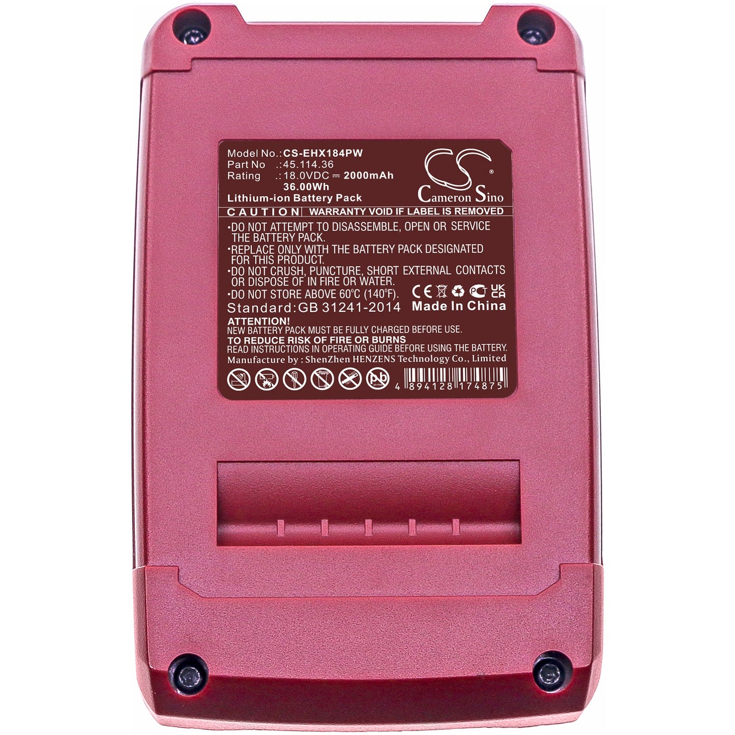 Replacement Battery for Einhell 4118907 – Power Tools – 2000mAh / 36.00Wh / 18.0V